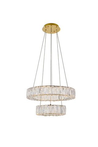 Monroe Integrated LED chip light gold Pendant Clear Royal Cut Crystal