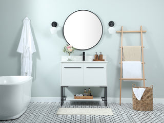 36 inch Single bathroom vanity in white with backsplash