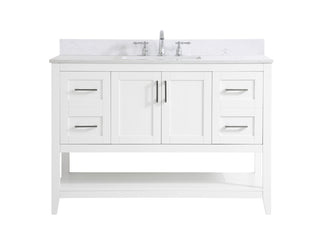 48 inch Single Bathroom Vanity in White with Backsplash