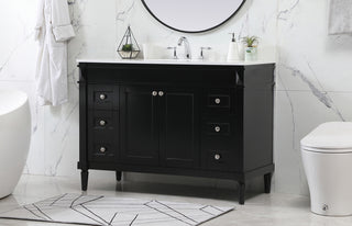 48 inch Single bathroom vanity in black with backsplash