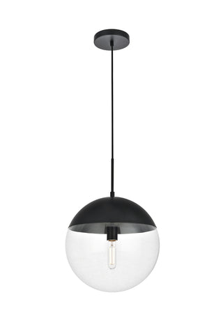 Eclipse 1 Light Black Pendant With Clear Glass