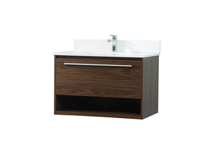 30 inch Single bathroom vanity in walnut with backsplash