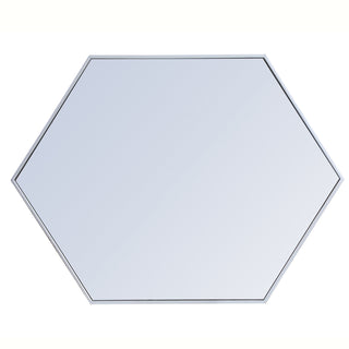 Metal frame hexagon mirror 30 inch in silver