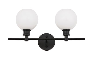 Collier 2 light Black and Frosted white glass Wall sconce