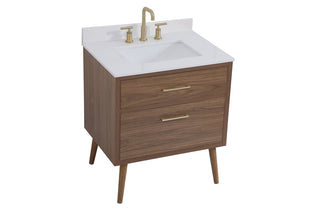 30 inch bathroom Vanity in Walnut Brown with Backsplash