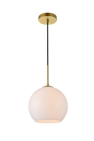 Baxter 1 Light Brass Pendant With Frosted White Glass