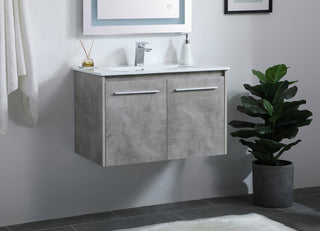 30 inch  Single Bathroom Floating Vanity in Concrete Grey