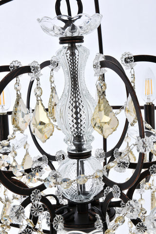 Geneva 6 light Dark Bronze Chandelier Golden Teak (Smoky) Royal Cut crystal