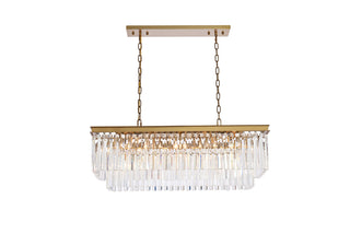 Sydney 40 inch rectangle crystal chandelier in satin gold