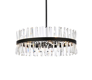 Serephina 32 inch crystal round chandelier light in black