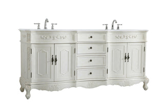 72 inch Double Bathroom vanity in Antique White with ivory white engineered marble