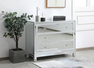 40 inch mirrored three drawer cabinet in white