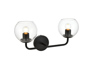 Genesis 2 light Black and Clear Bath Sconce