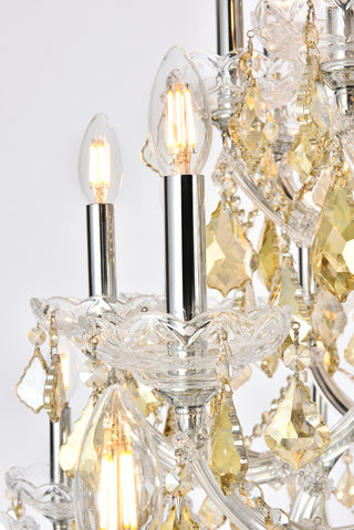 Maria Theresa 41 light Chrome Chandelier Golden Teak (Smoky) Royal Cut Crystal