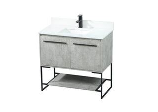 36 inch Single bathroom vanity in concrete grey with backsplash