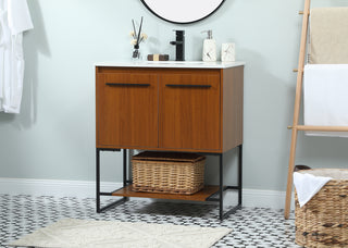 30 inch Single bathroom vanity in teak