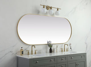 Metal Frame Oval Mirror 30x72 Inch in Brass