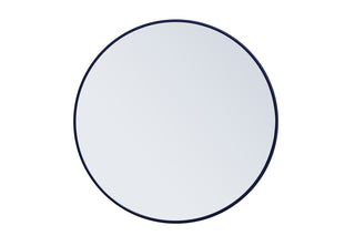 Metal frame round mirror 32 inch Blue