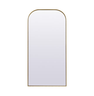 Metal Frame Arch Full Length Mirror 35x72 Inch in Brass