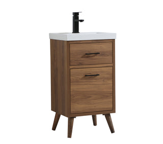 18 inch bathroom vanity in walnut brown