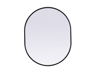 Metal Frame Oval Mirror 24x30 Inch in Black