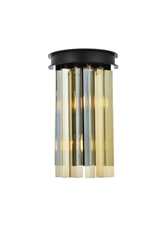 Sydney 2 light Matte Black Wall Sconce Golden Teak (Smoky) Royal Cut Crystal