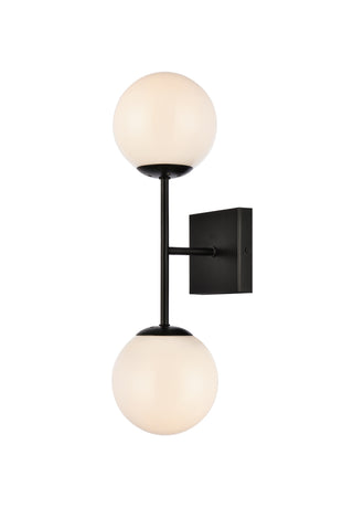 Neri 2 lights black and white glass wall sconce