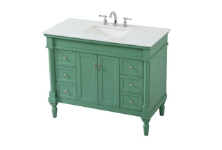 42 inch Single Bathroom vanity in vintage mint with ivory white engineered marble