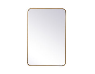 Soft corner metal rectangular mirror 24x36 inch in Brass