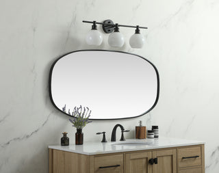 Metal Frame Oval Mirror 24x48 Inch in Black