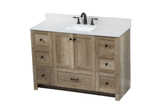 48 inch Single bathroom vanity in natural oak with backsplash