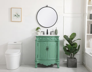 27 inch Single Bathroom vanity in vintage mint with ivory white engineered marble