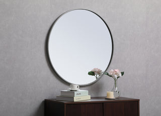 Metal frame round mirror 28 inch Grey