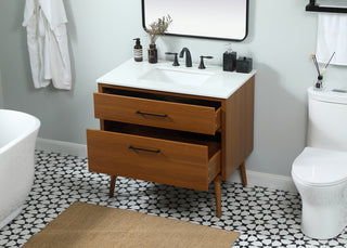 36 inch Single bathroom vanity in teak