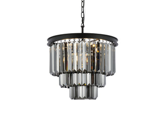 Sydney 9 light Matte Black Chandelier Silver Shade (Grey) Royal Cut Crystal