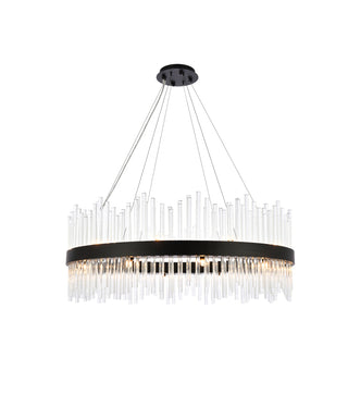 Dallas 36 inch round crystal pendant in black