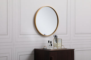 Metal frame round mirror 18 inch in Brass