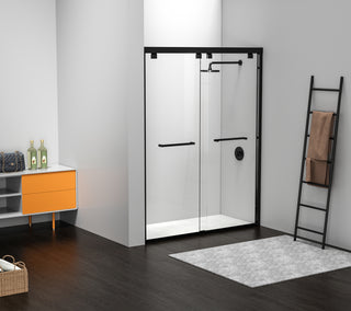 Semi-frameless shower door 60 x 76 Matte Black