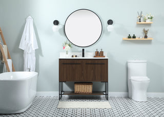 40 inch Single bathroom vanity in walnut with backsplash