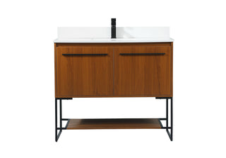 40 inch Single bathroom vanity in teak with backsplash