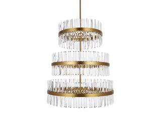 Serephina 36 inch 3 tiers crystal round chandelier light in satin gold