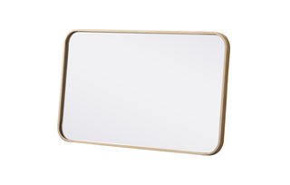 Soft corner metal rectangular mirror 18x30 inch in Brass