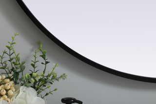 Metal Frame Oval Mirror 30x36 Inch in Black