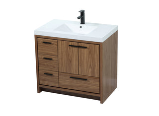 36 inch Single bathroom vanity in walnut brown