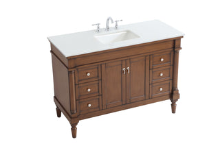 48 inch Single Bathroom vanity in Walnut with ivory white engineered marble