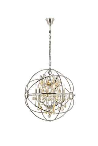 Geneva 6 light polished nickel Chandelier Golden Teak (Smoky) Royal Cut crystal