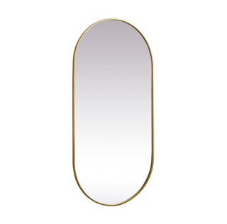 Metal Frame Oval Mirror 30x60 Inch in Brass