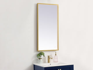 Pier 18x36 inch LED mirror with adjustable color temperature 3000K/4200K/6400K in brass