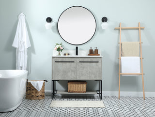 40 inch Single bathroom vanity in concrete grey with backsplash