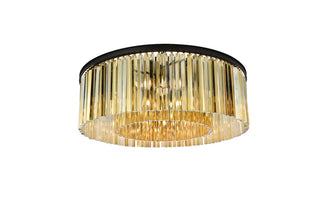 Sydney 10 light Matte Black Flush Mount Golden Teak (Smoky) Royal Cut Crystal